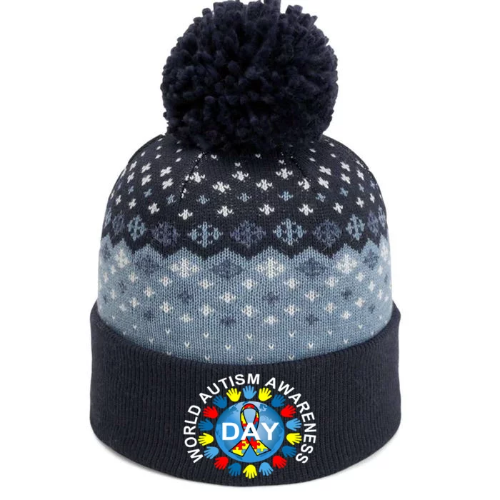 World Autism Awareness Day Earth Puzzle Ribbon The Baniff Cuffed Pom Beanie