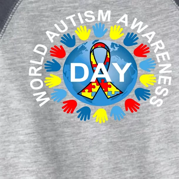 World Autism Awareness Day Earth Puzzle Ribbon Toddler Fine Jersey T-Shirt