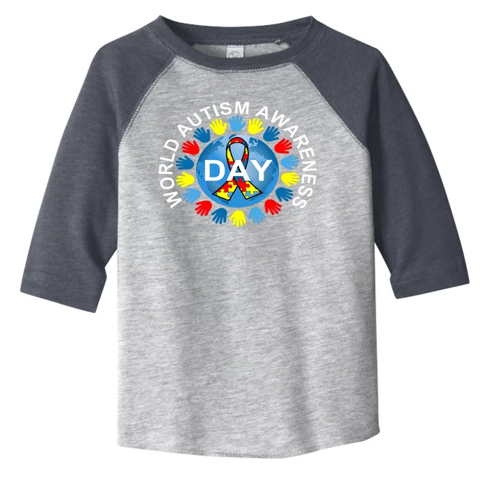 World Autism Awareness Day Earth Puzzle Ribbon Toddler Fine Jersey T-Shirt