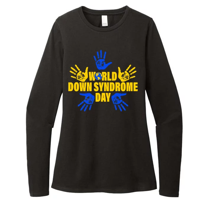 World Down Syndrome Day Hand Print Womens CVC Long Sleeve Shirt