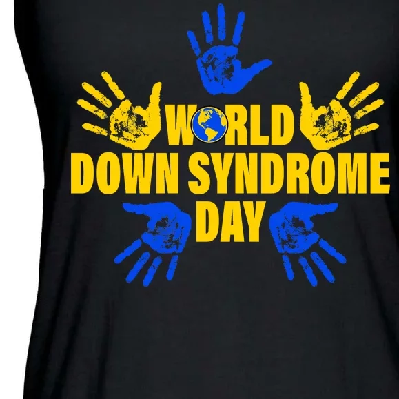 World Down Syndrome Day Hand Print Ladies Essential Flowy Tank