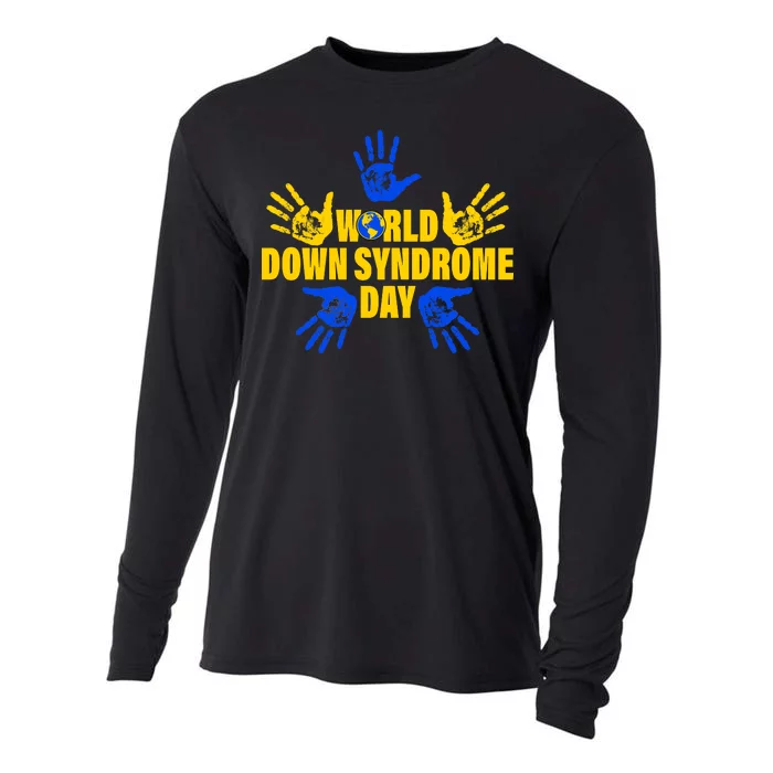 World Down Syndrome Day Hand Print Cooling Performance Long Sleeve Crew