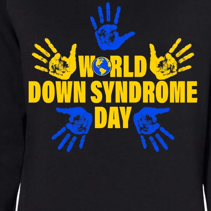 World Down Syndrome Day Hand Print Womens California Wash Sweatshirt