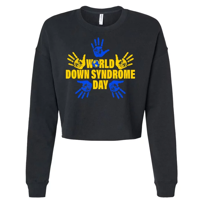 World Down Syndrome Day Hand Print Cropped Pullover Crew