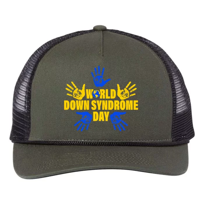 World Down Syndrome Day Hand Print Retro Rope Trucker Hat Cap