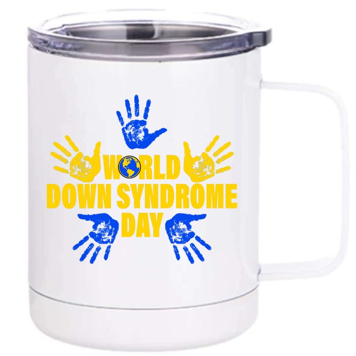 World Down Syndrome Day Hand Print Front & Back 12oz Stainless Steel Tumbler Cup