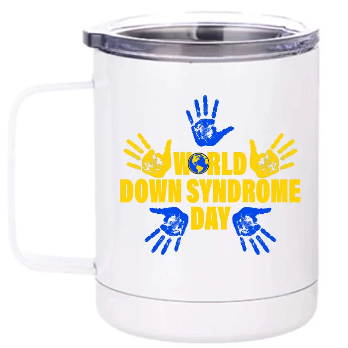 World Down Syndrome Day Hand Print Front & Back 12oz Stainless Steel Tumbler Cup