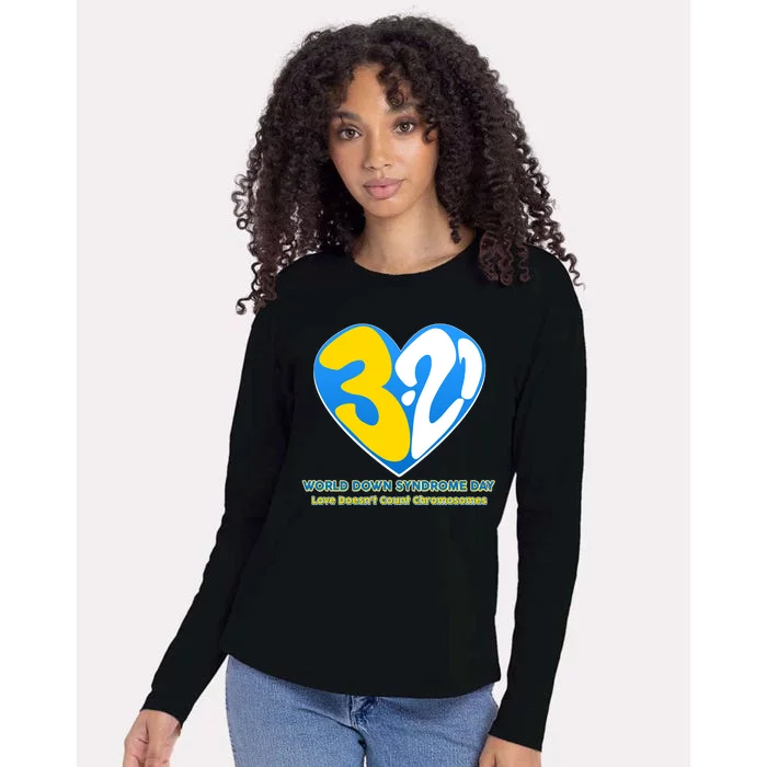 World Down Syndrome Day Love Doesn't Count Chromosomes Womens Cotton Relaxed Long Sleeve T-Shirt