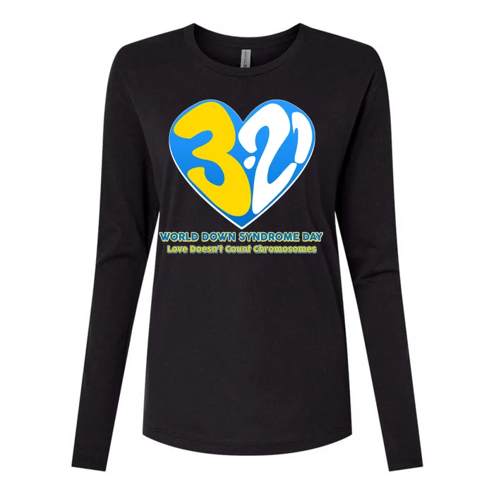 World Down Syndrome Day Love Doesn't Count Chromosomes Womens Cotton Relaxed Long Sleeve T-Shirt