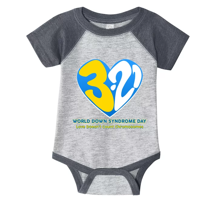 World Down Syndrome Day Love Doesn't Count Chromosomes Infant Baby Jersey Bodysuit