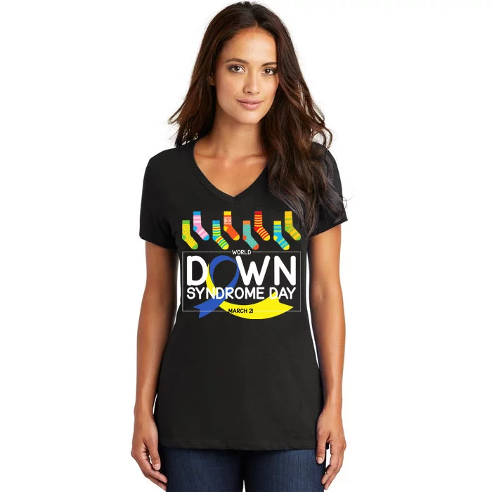 World Down Syndrome Day March 211 Women's V-Neck T-Shirt