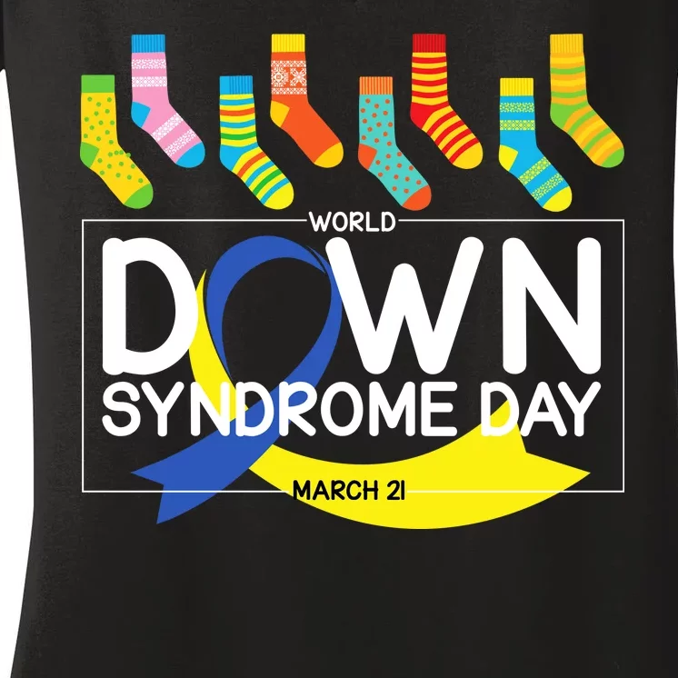 World Down Syndrome Day March 211 Women's V-Neck T-Shirt