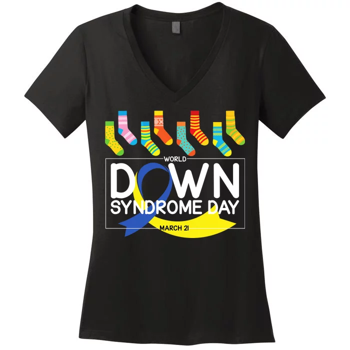 World Down Syndrome Day March 211 Women's V-Neck T-Shirt