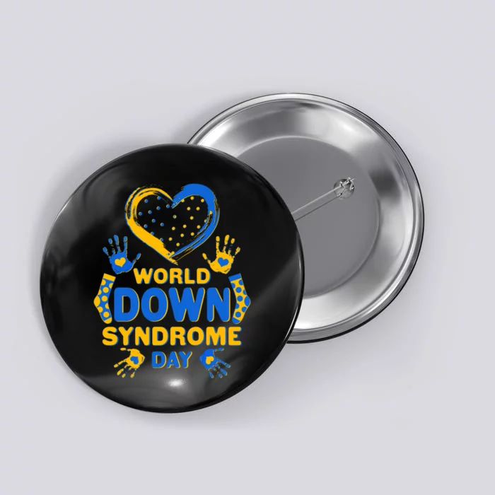 World Down Syndrome Day Painted Hands And Polka Dots Button