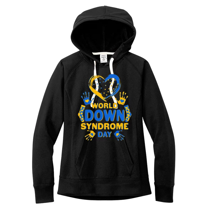 World Down Syndrome Day Painted Hands And Polka Dots Women's Fleece Hoodie