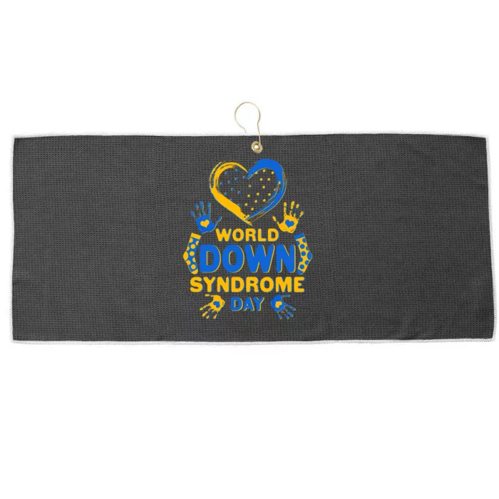 World Down Syndrome Day Painted Hands And Polka Dots Large Microfiber Waffle Golf Towel