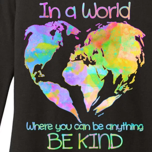 World Full Of Love Be Kind Womens CVC Long Sleeve Shirt