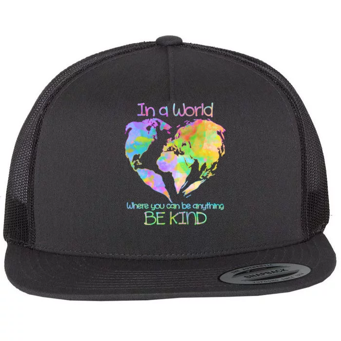 World Full Of Love Be Kind Flat Bill Trucker Hat