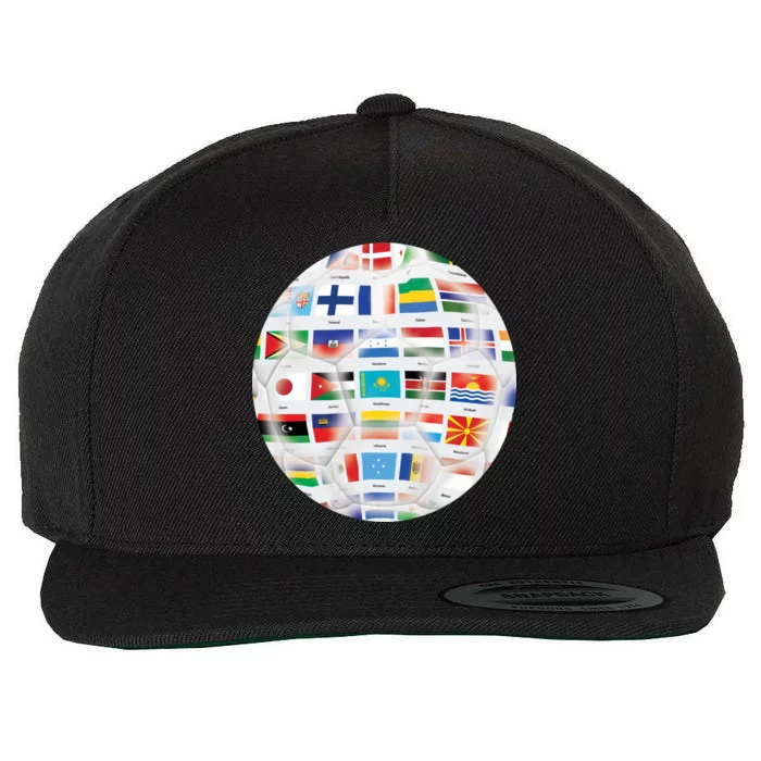 World Soccer Ball Wool Snapback Cap