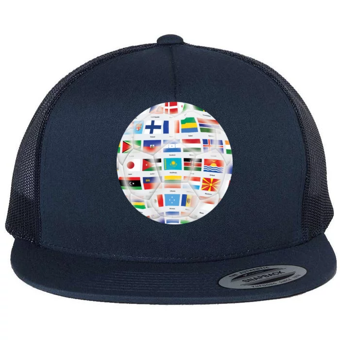 World Soccer Ball Flat Bill Trucker Hat