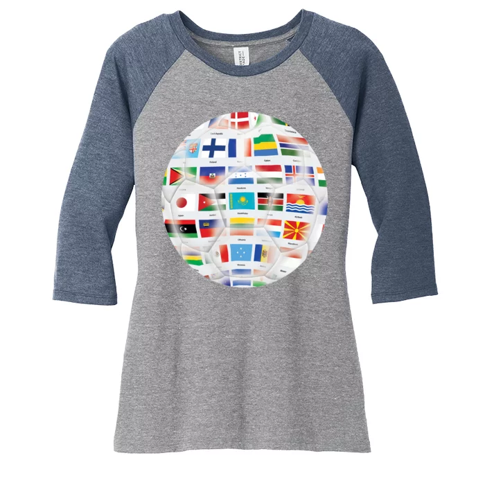 World Soccer Ball Women's Tri-Blend 3/4-Sleeve Raglan Shirt