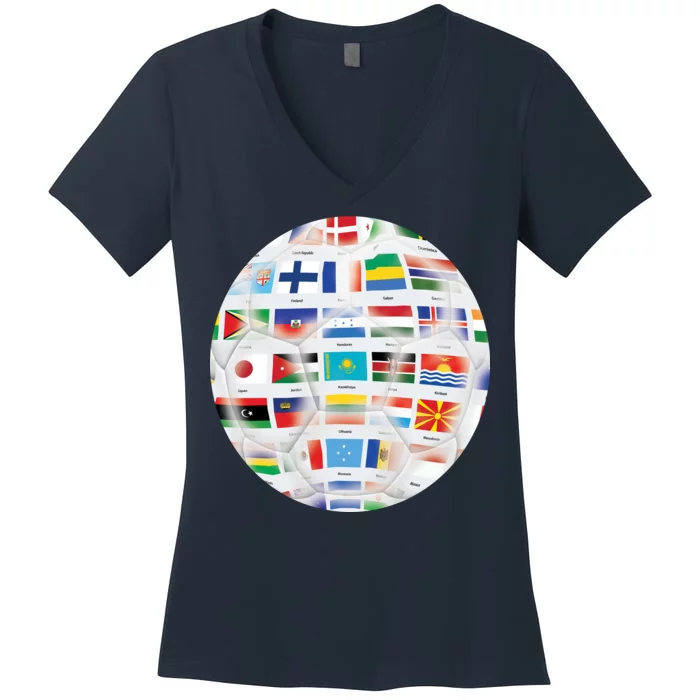 World Soccer Ball Women's V-Neck T-Shirt