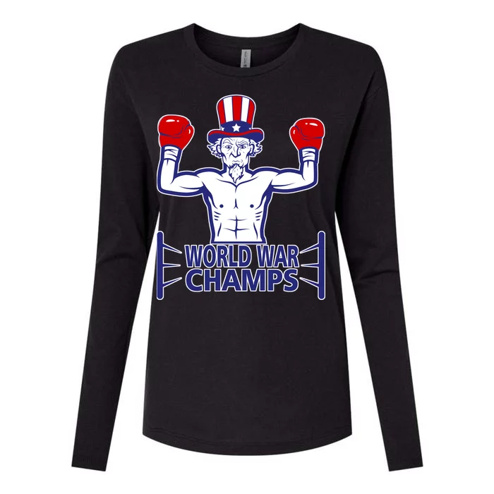 World War Champs Uncle Sam Womens Cotton Relaxed Long Sleeve T-Shirt