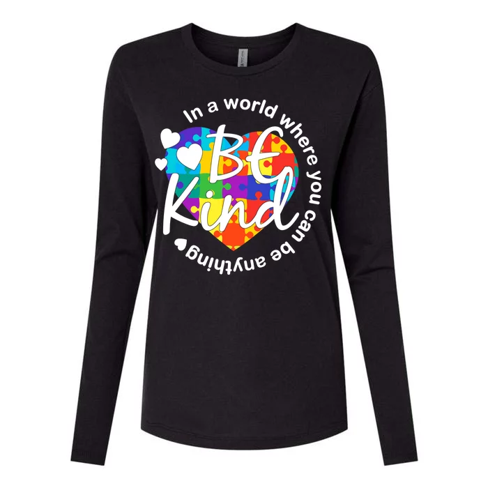 World Where You Can Be Anything Be Kind Autism Heart Womens Cotton Relaxed Long Sleeve T-Shirt