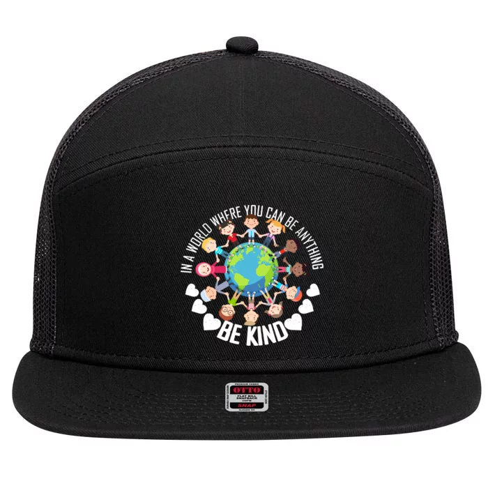 World Where You Can Be Kind Anti-Bullying 7 Panel Mesh Trucker Snapback Hat