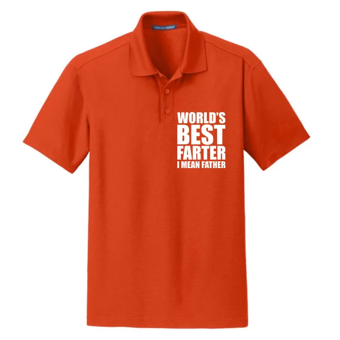 World's Best Farter I Mean Father Funny Dad Logo Dry Zone Grid Performance Polo