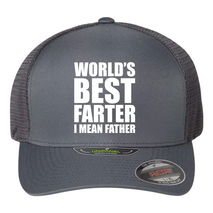 World's Best Farter I Mean Father Funny Dad Logo Flexfit Unipanel Trucker Cap