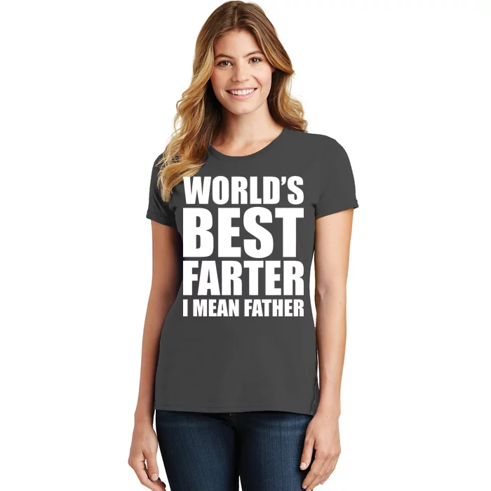 World's Best Farter I Mean Father Funny Dad Logo Women's T-Shirt