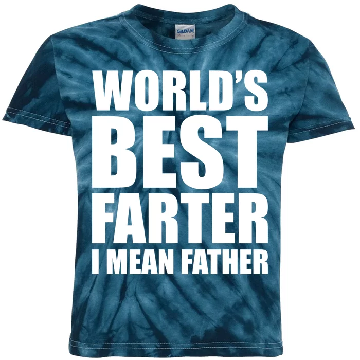 World's Best Farter I Mean Father Funny Dad Logo Kids Tie-Dye T-Shirt