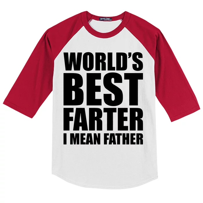 World's Best Farter I Mean Father Funny Dad Logo Kids Colorblock Raglan Jersey