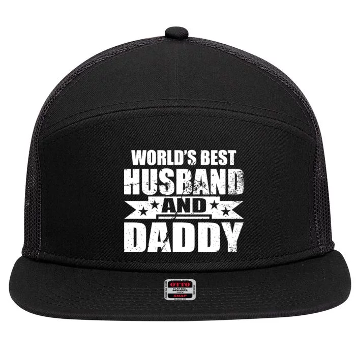 World's Best Husband And Daddy 7 Panel Mesh Trucker Snapback Hat