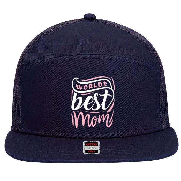 Worlds Best Mom Mothers Day Gift 7 Panel Mesh Trucker Snapback Hat