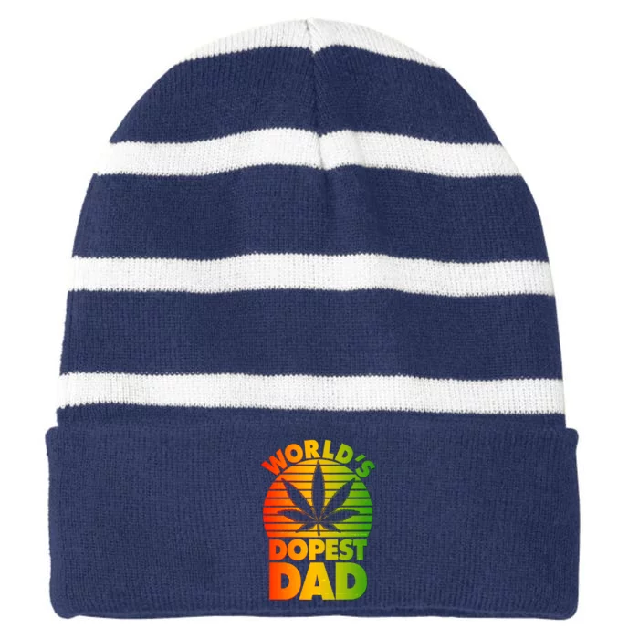 World's Dopest Dad Striped Beanie with Solid Band