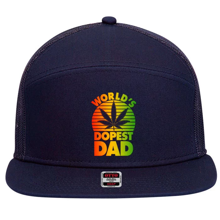 World's Dopest Dad 7 Panel Mesh Trucker Snapback Hat