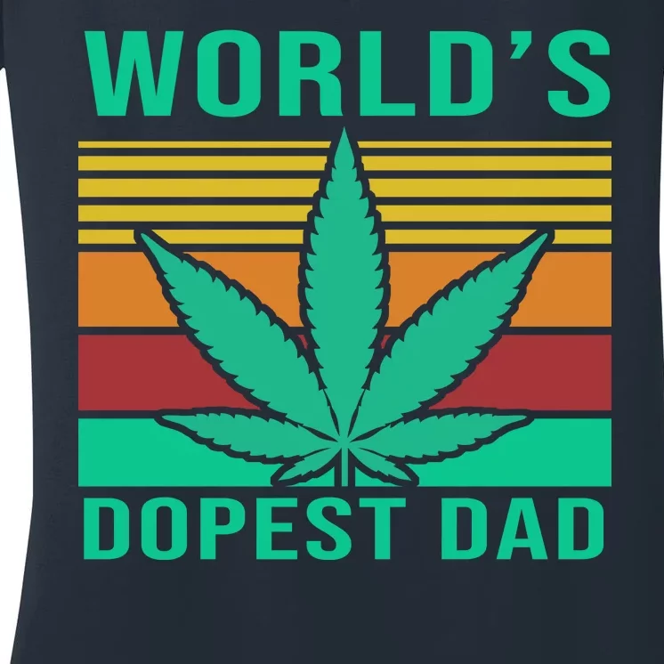 World's Dopest Dad Funny Retro Women's V-Neck T-Shirt