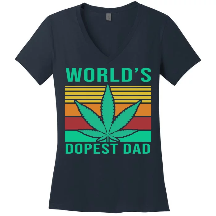 World's Dopest Dad Funny Retro Women's V-Neck T-Shirt