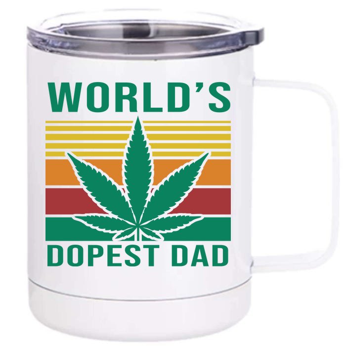 World's Dopest Dad Funny Retro Front & Back 12oz Stainless Steel Tumbler Cup