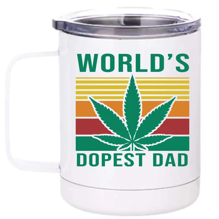 World's Dopest Dad Funny Retro Front & Back 12oz Stainless Steel Tumbler Cup