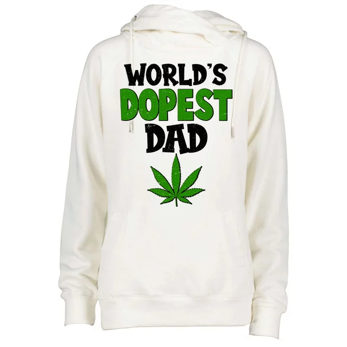 World's Dopest Dad Marijuana Weed Womens Funnel Neck Pullover Hood