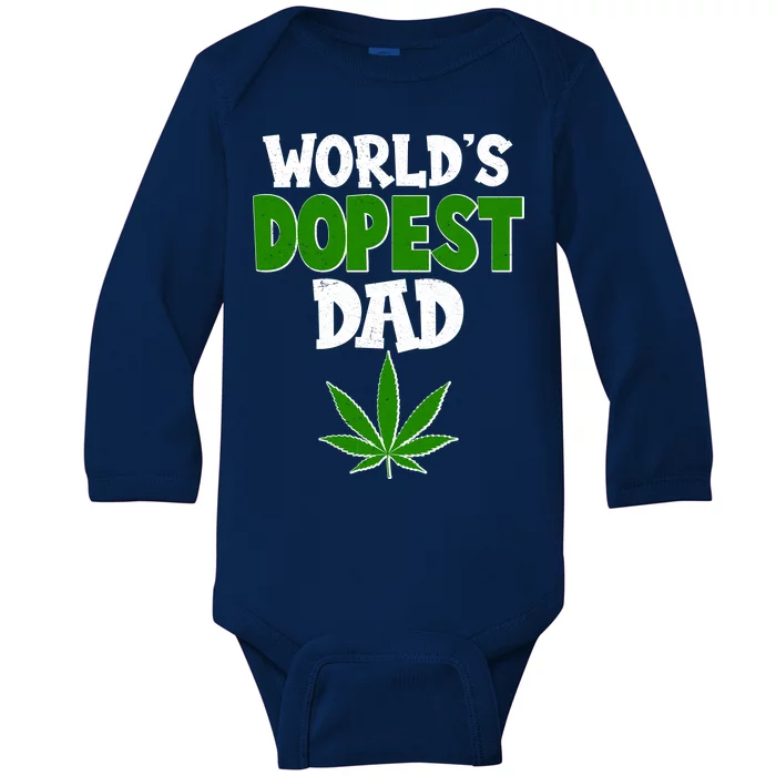 World's Dopest Dad Marijuana Weed Baby Long Sleeve Bodysuit