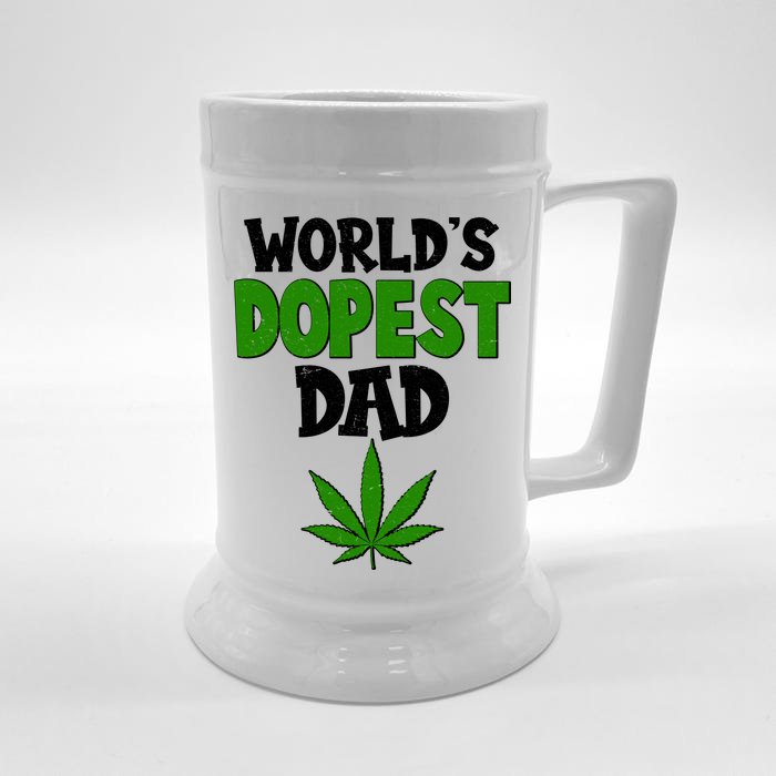 World's Dopest Dad Marijuana Weed Front & Back Beer Stein