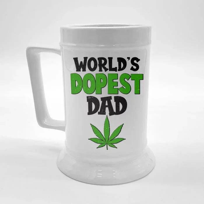 World's Dopest Dad Marijuana Weed Front & Back Beer Stein