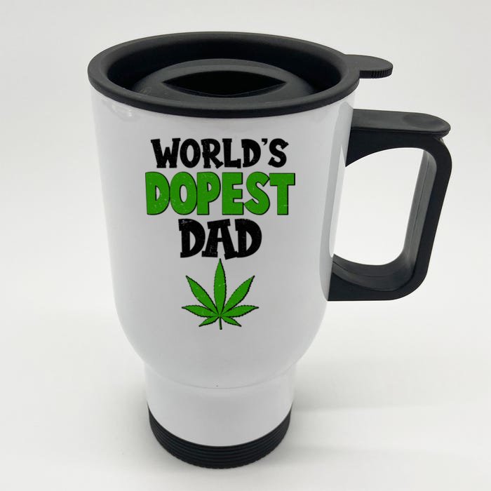 World's Dopest Dad Marijuana Weed Front & Back Stainless Steel Travel Mug