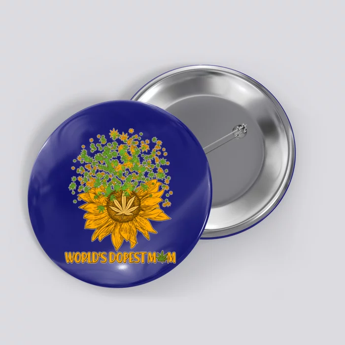 World's Dopest Mom Sunflower Button