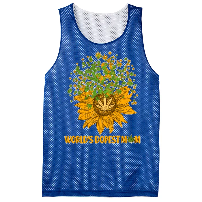 World's Dopest Mom Sunflower Mesh Reversible Basketball Jersey Tank