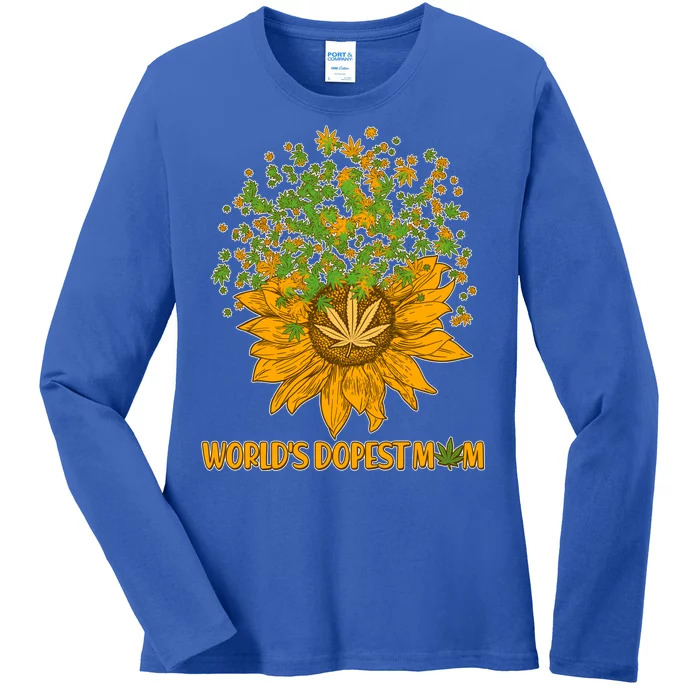 World's Dopest Mom Sunflower Ladies Long Sleeve Shirt